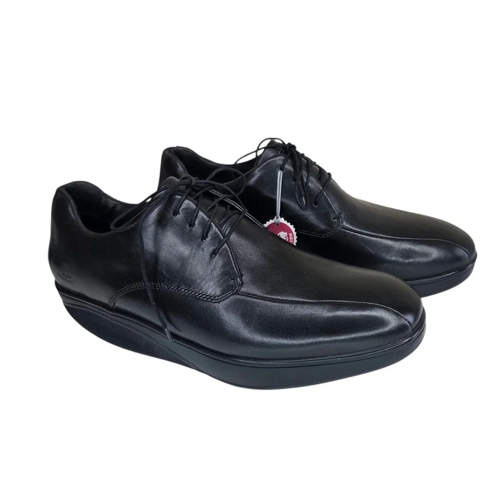 NWOB MBT Kabisa Mens Black Leather Rocker Sole Oxford Dress Shoes Size 10.5